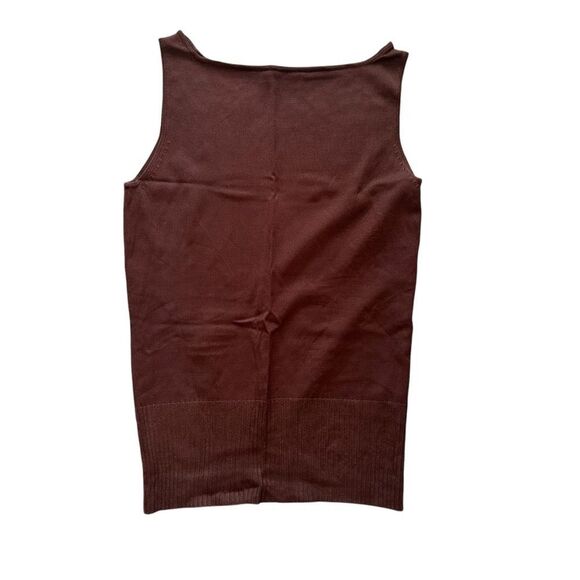 Elegant Fitted Brown Tank Top with Wide Straps - Picture 1 of 6